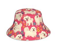 WHJSHOP Joli bob réfléchissant avec image de chien maltais, respirant, pour homme et femme, pour voyage, camping, noir