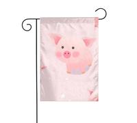 WHJSHOP Joli drapeau de jardin à motif cochon rose 30,5 x 45,7 cm pour décoration de cour avec une largeur de poteau de 3 cm (drapeau uniquement, mât non inclus)