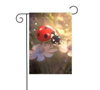 WHJSHOP Joli drapeau de jardin en forme de coccinelle 30,5 x 45,7 cm pour décoration de cour avec une largeur de poteau de 3 cm (drapeau uniquement, mât non inclus)