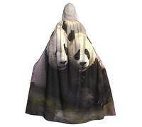 WHJSHOP Jolie cape à capuche pour adulte avec image de pandas, sans fermeture éclair, confortable et durable pour les jeux de rôle