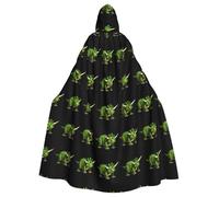 WHJSHOP Jolie cape à capuche verte avec motif tricératops d'Halloween pour adulte, sans fermeture éclair, confortable et durable pour les jeux de rôle