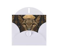 WHJSHOP Jolie carte de vœux imprimée tête de chat - Papier nacré de qualité supérieure, effet perlé double face, enveloppe en papier perlé avec boucle d'amour