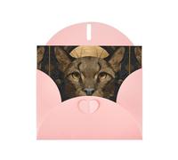 WHJSHOP Jolie carte de vœux imprimée tête de chat - Papier nacré de qualité supérieure, effet perlé double face, enveloppe en papier perlé avec boucle d'amour