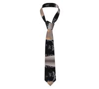 WHJSHOP Jolie cravate noire pour homme avec impression de chien carlin pour le travail, le travail, les anniversaires, les mariages, les fêtes, les banquets, entretien facile, 145 x 7,9 cm