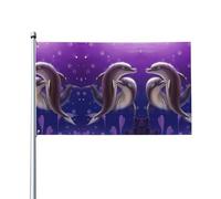 WHJSHOP Jolis drapeaux de décoration d'extérieur avec imprimé dauphin - 0,9 x 1,5 m - Bannière en polyester vif pour cour, terrasse, fête et plus encore