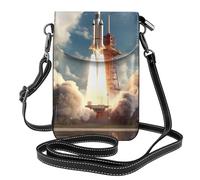 WHJSHOP Kennedy Space Center Rocket Launch Picture Petit sac à bandoulière en cuir pour femme, imperméable et durable