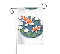 WHJSHOP Koi plays Lotus Prints Drapeau de jardin 4 saisons Décoration de cour 30,5 x 45,7 cm