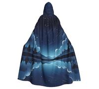 WHJSHOP La cape à capuche bleu marine motif ciel et étoiles pour adulte est une cape super grande, confortable et durable