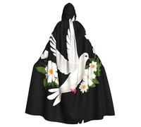 WHJSHOP La cape à capuche pour adulte avec motif colombe blanche et fleurs est une cape super grande, confortable et durable