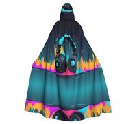 WHJSHOP La cape à capuche pour adulte avec motif de vague sonore cool est une cape super grande, confortable et durable