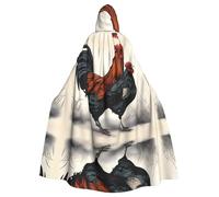 WHJSHOP La cape à capuche pour adulte avec motif poulet et coq est une cape super grande, confortable et durable