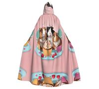 WHJSHOP La cape à capuche pour adulte motif cochons d'Inde et cupcakes est une cape super grande, confortable et durable