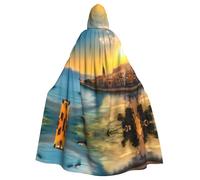 WHJSHOP La cape à capuche pour adulte Motif coucher de soleil à Barcelone est une cape super grande, confortable et durable