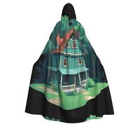 WHJSHOP La cape à capuche pour adulte Motif maison shabby dans la forêt est une cape super grande, confortable et durable