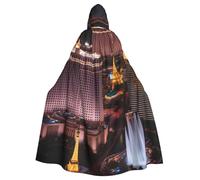 WHJSHOP Las Vegas Night City Impression Halloween Cape à capuche pour adulte Grande cape à capuche avec nœud papillon, sans fermeture éclair