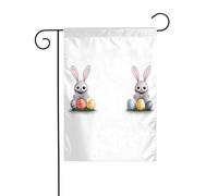 WHJSHOP Le petit lapin ressemble à des œufs de Pâques, drapeau de jardin, décoration de cour, 30,5 x 45,7 cm, épais et durable