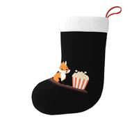 Whjshop Little Fox Watching A Movie Pattern Chaussettes de Noël imprimées double face pour décoration d'intérieur de fête de vacances de grande capacité