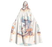 WHJSHOP Little Gray Cat Basking In The Sun Picture Halloween Cape à capuche pour homme et femme
