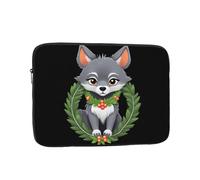 WHJSHOP Little Grey Wolf with a Wreath Pattern Housse pour ordinateur portable - Housse antichoc pour ordinateur portable pour homme et femme, voyage d'affaires, école et bureau