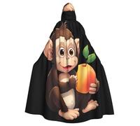 WHJSHOP Little Monkey eating Peach Prints Cape à capuche pour adulte sans fermeture éclair, confortable et durable pour jeux de rôle