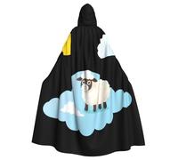 WHJSHOP Little Sheep on the white cloud Prints Cape à capuche pour adulte sans fermeture éclair, confortable et durable pour jeux de rôle