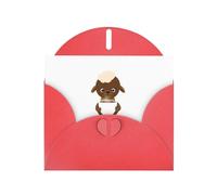 WHJSHOP Little Sheep Tasting Coffee Prints Carte de vœux - Papier nacré de qualité supérieure, effet perlé double face, enveloppe en papier perlé avec boucle d'amour