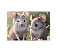 Whjshop Lot de 1 000 puzzles éducatifs en bois intellectuels pour soulager le stress Motif souris amoureuse