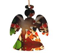 WHJSHOP Lot de 2 décorations de Noël en bois en forme d'ange avec motifs de poissons à suspendre