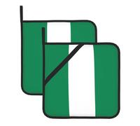 WHJSHOP Lot de 2 maniques carrées isothermes avec motif drapeau du Nigeria, 20,3 x 20,3 cm, épaisses et durables, anti-brûlure et isolation thermique