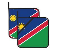 WHJSHOP Lot de 2 maniques isolantes carrées à motif drapeau de la Namibie, 20,3 x 20,3 cm, épaisses et durables, anti-brûlure et isolation thermique