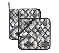 WHJSHOP Lot de 2 maniques isolantes carrées à paillettes argentées de 20,3 x 20,3 cm, épaisses et durables, anti-brûlure et isolation thermique