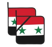 WHJSHOP Lot de 2 tapis isolants carrés avec motif drapeau de la République arabe syrienne avec une corde de suspension latérale pratique pour un rangement facile