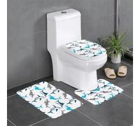WHJSHOP Lot de 3 tapis de salle de bain en peluche ultra douce avec motifs de requins de dessin animé, pour un confort semblable au spa et une décoration d'intérieur élégante, 61 x 40,6 cm