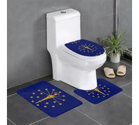 WHJSHOP Lot de 3 tapis de sol antidérapants avec motif drapeau de l'État de l'Indiana, tapis de sol de toilette en forme de U, fermement fixé, absorbant et durable, épais et confortable