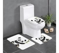 WHJSHOP Lot de 3 tapis de sol antidérapants en forme de U avec motif panda géant mangeant du bambou, fermement fixé, absorbant et durable, épais et confortable