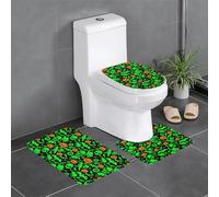 WHJSHOP Lot de 3 tapis de sol antidérapants pour salle de bains, toilettes et cuisines Motif citrouille d'Halloween Vert Ghost Horror Halloween