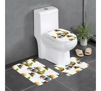 WHJSHOP Lot de 3 tapis de sol colorés en forme d'escargots sur les feuilles imprimés, absorbants et antidérapants pour salles de bains, toilettes et cuisines