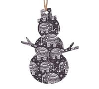 WHJSHOP Lot de 4 décorations de Noël en bois en forme de bonhomme de neige avec motifs d'éléphants mignons à suspendre