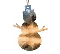 WHJSHOP Lot de 4 décorations de Noël en bois en forme de bonhomme de neige - Deux loups - À accrocher aux arbres de Noël