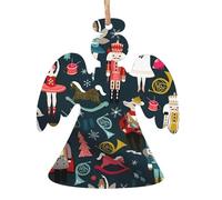 WHJSHOP Lot de 6 décorations de Noël en bois en forme d'ange pour femme, motif casse-noisette, ballet, danse de Noël, à suspendre