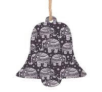 WHJSHOP Lot de 6 décorations de Noël en bois en forme de cloche, motifs d'éléphants mignons à suspendre