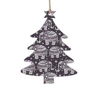 WHJSHOP Lot de 6 décorations de Noël en bois en forme de sapin de Noël avec motifs d'éléphants mignons à suspendre