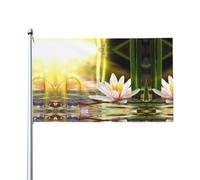 WHJSHOP Lotus Blossom Prints Drapeau décoratif d'extérieur en polyester de haute qualité pour jardin, terrasse et présentations festives 0,9 x 1,5 m