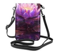 WHJSHOP Lotus Flower Purple Prints Téléphone portable pour femme avec prépuce en cuir et bandoulière réglable