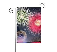 WHJSHOP Magnifique drapeau de jardin motif feux d'artifice 30,5 x 45,7 cm pour décoration de cour avec 3 cm de largeur (drapeau uniquement, mât non inclus)