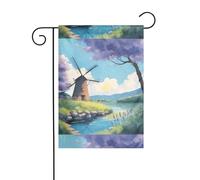 WHJSHOP Magnifiques drapeaux de jardin imprimés moulin à vent de rivière 30,5 x 45,7 cm pour décoration de cour avec une largeur de poteau de 3 cm (drapeau uniquement, mât non inclus)