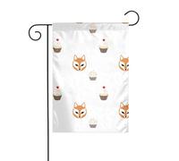 WHJSHOP Masque de renard à côté du cupcake Drapeaux de jardin 30,5 x 45,7 cm pour décoration de cour avec une largeur de poteau de 3 cm (drapeau uniquement, mât non inclus)