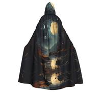 WHJSHOP Moon Stars And Planets Picture Halloween Cape à capuche pour homme et femme Manteau pour jeu de rôle