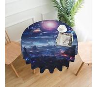WHJSHOP Nappe ronde décorative - 152,4 cm - Imprimé planètes de l'espace - Doux et infroissable pour tables à manger et fêtes
