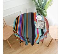 WHJSHOP Nappe ronde décorative - 152,4 cm - Lignes verticales irrégulières imprimées douces et infroissables pour tables de salle à manger et fêtes